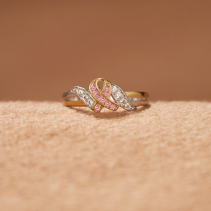 Pink ribbon ring to raise awareness of breast cancer