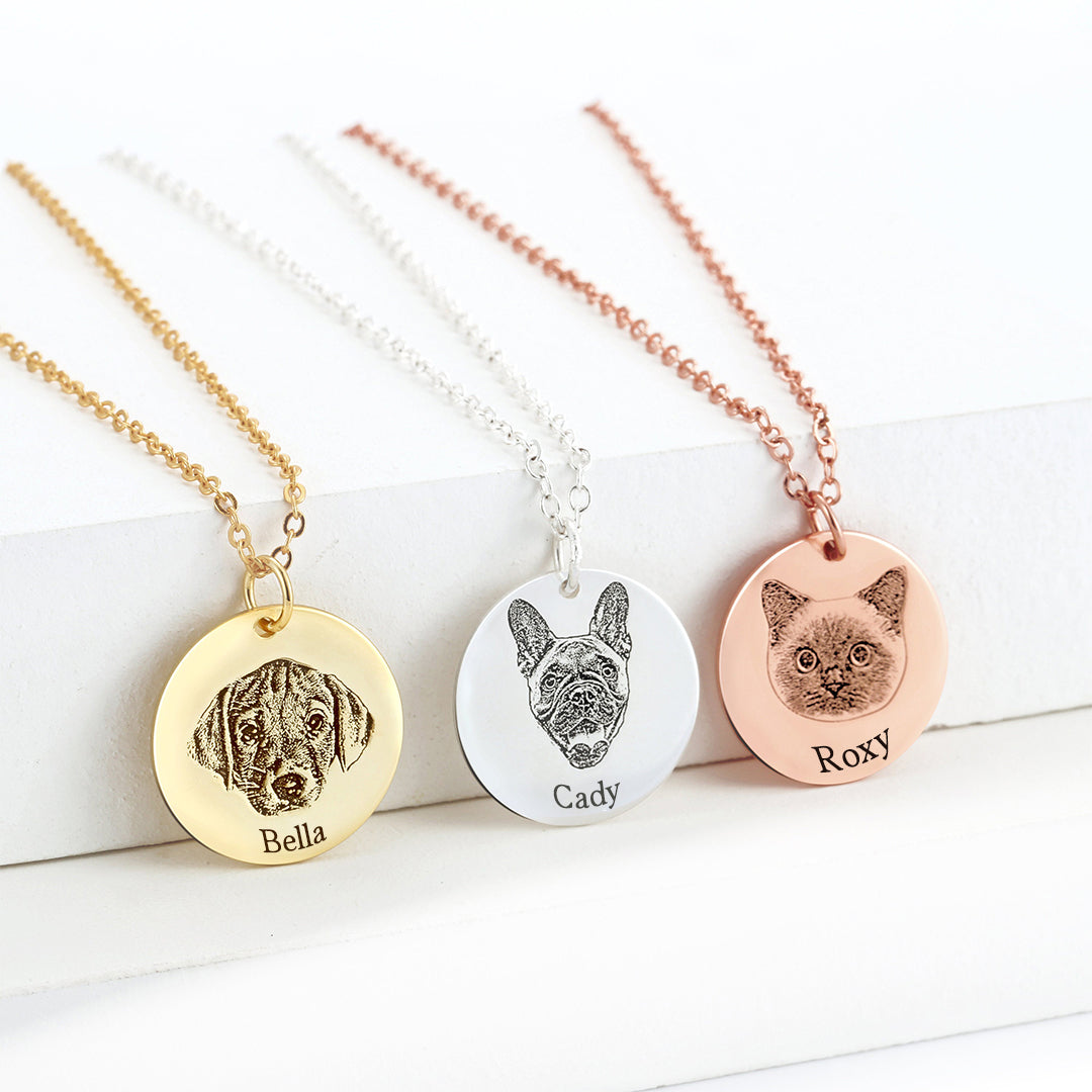 I crossed the rainbow bridge-Custom Pet Face and Name Necklace