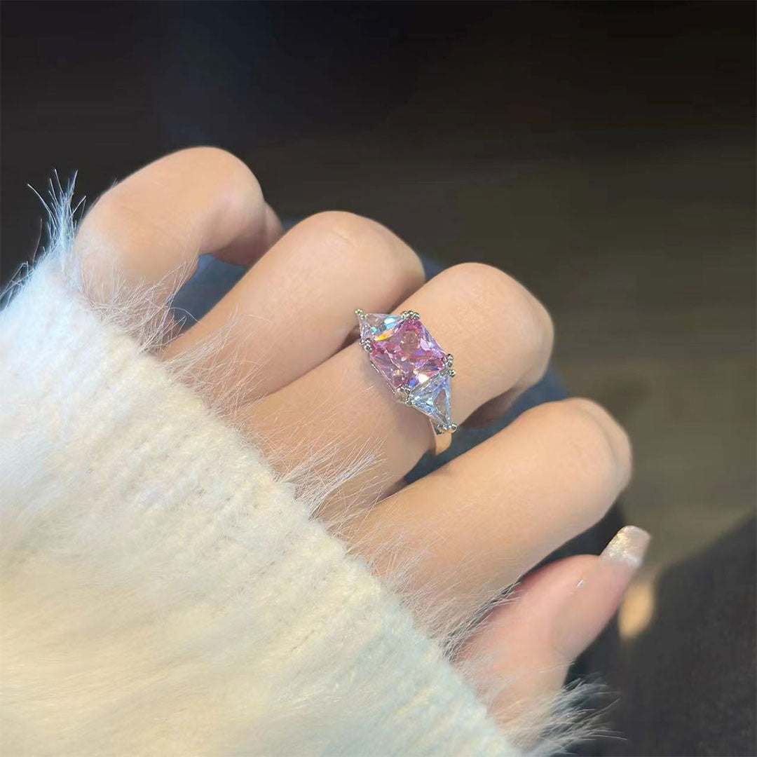 Breast Cancer Awareness-Square Pink Diamond Ring