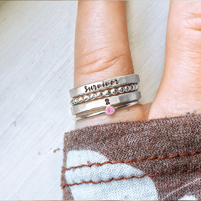 Breast Cancer Awareness-I Am Enough Four-layer stacking ring