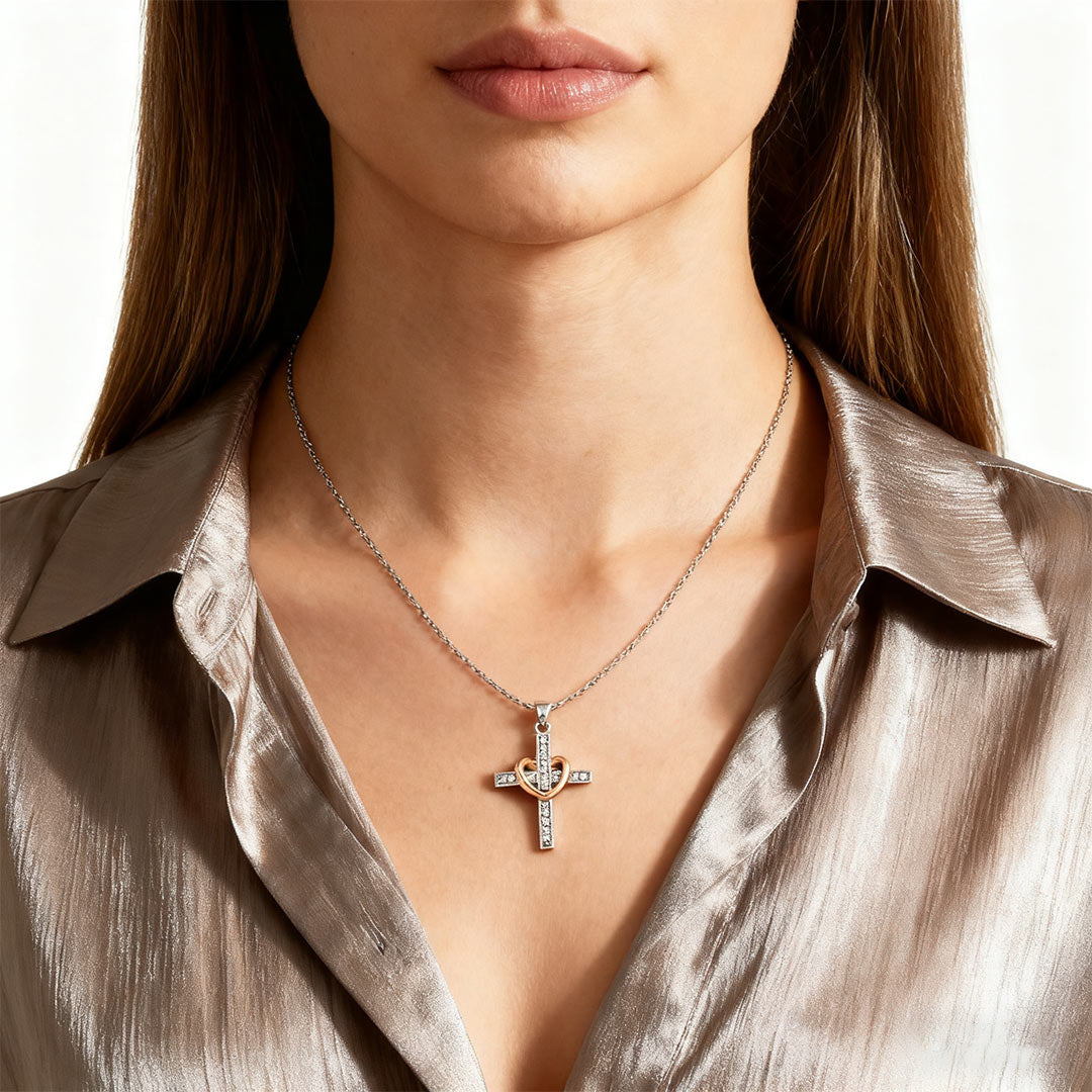 For Memorial-Missing You Always Cross Heart Necklace