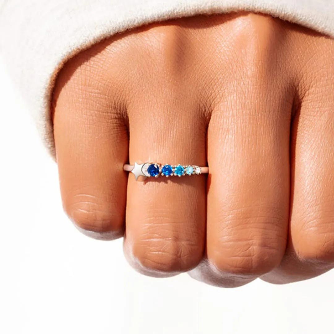 Colorectal Cancer Awareness-Gradient Blue Star Ring