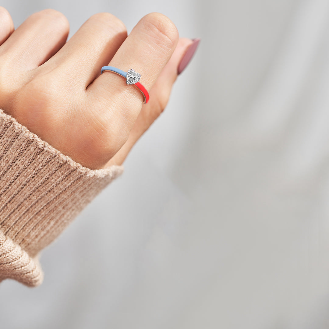 Fuck Diabetes White Diamond Red & Blue Ring