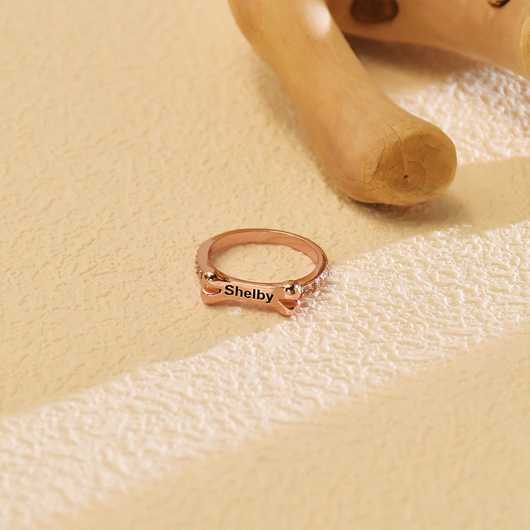 Personalized Dog Bone Shaped Ring