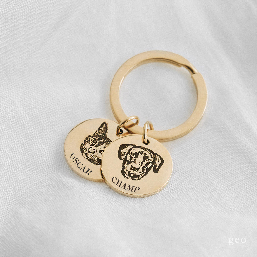 Custom Pet Face Portrait Keychain