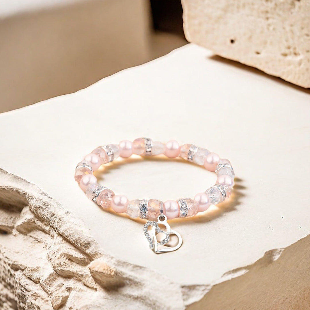 For Granddaughter- We Forever Link Together Pendant Pearl Bracelet