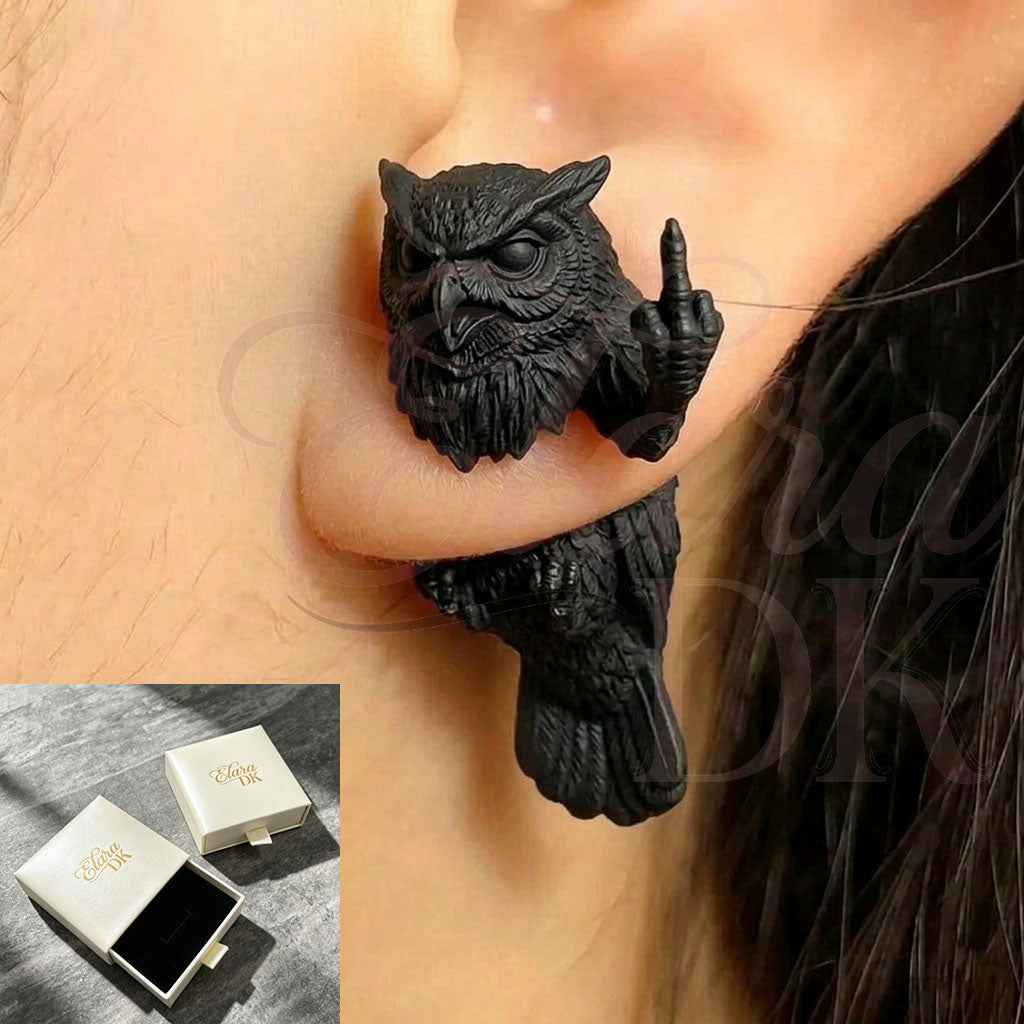 3D Owl Middle Finger Earring