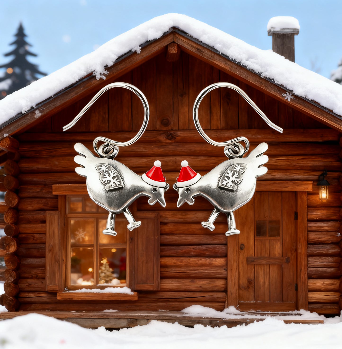 Christmas Santa Hat Chick Earrings