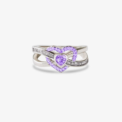 Alzheimer Dementia Awareness Heart Diamond Ring