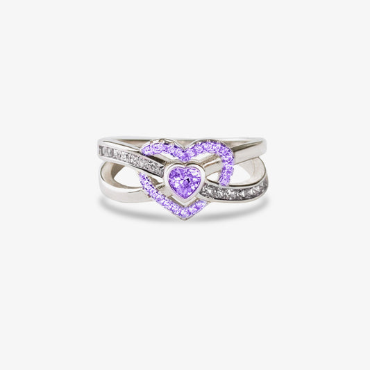Alzheimer Dementia Awareness Heart Diamond Ring