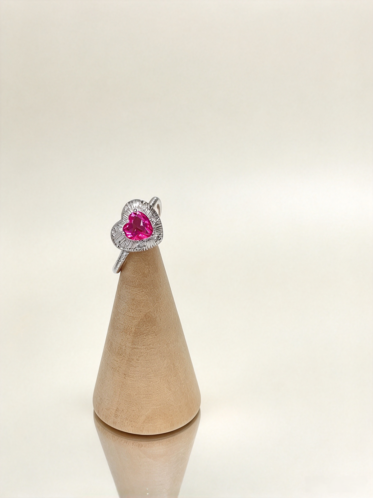 Natural Pink Topaz Heart Ring, Vintage S925 Dainty Pink Topaz Ring for Women
