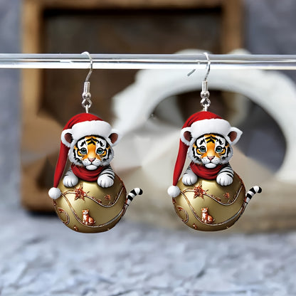 Festive Acrylic Tiger Earrings