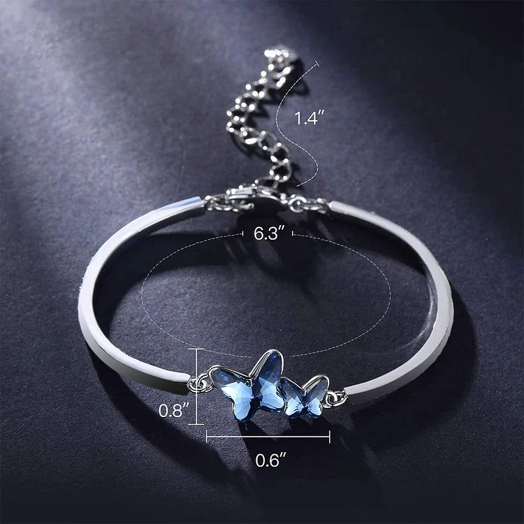 For Memory - They Never Go Away Blue Butterfly Crystal Bracelet