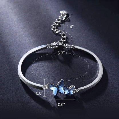 For Memory - They Never Go Away Blue Butterfly Crystal Bracelet