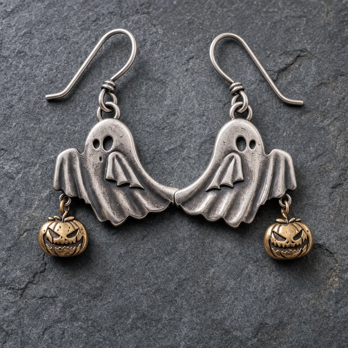 Vintage Ghost Pumpkin Drop Earrings