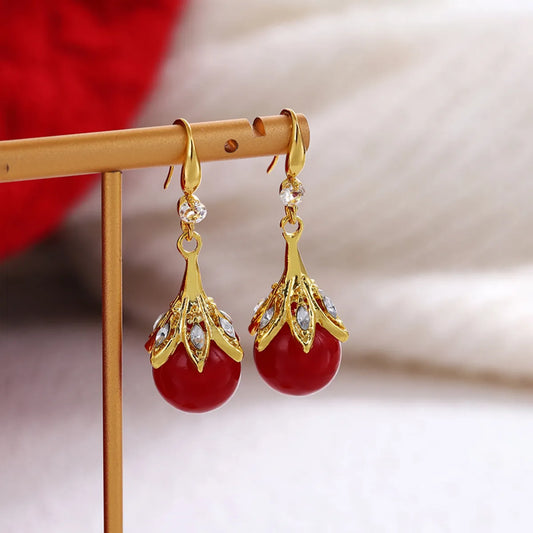 Red Pendant Earrings