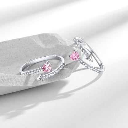 Breast Cancer Awareness-Pink Diamond Heart Open Ring