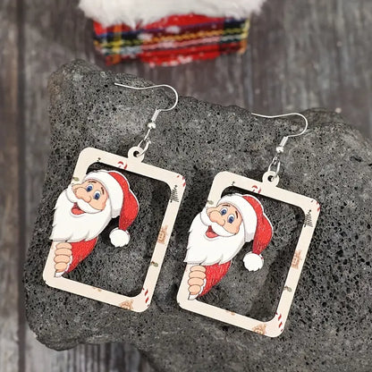 Christmas Santa Claus Framed Earrings