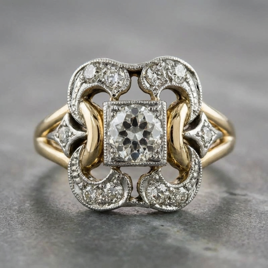 Vintage Zirconia Gold Ring