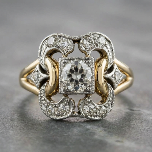 Vintage Zirconia Gold Ring