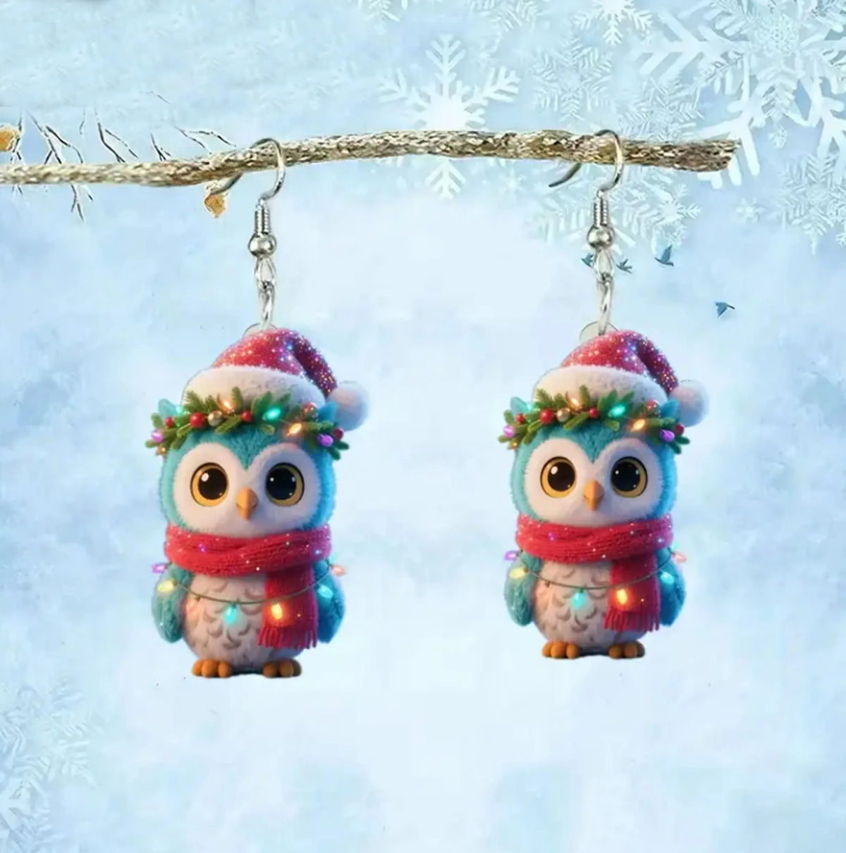 Christmas Owl Scarf Earrings