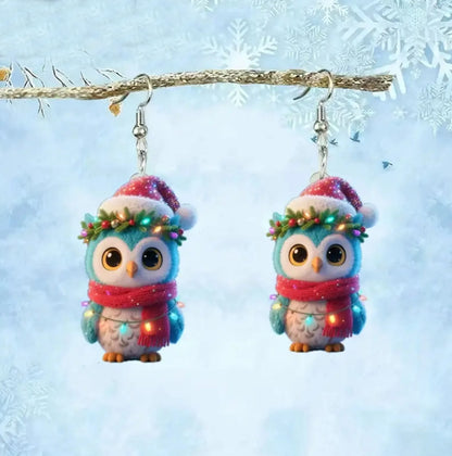 Christmas Owl Scarf Earrings