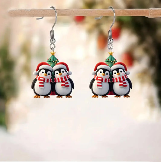 Christmas Twins Penguin Earrings