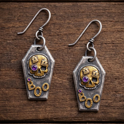Vintage Gothic Coffin Dangle Spooky Earrings