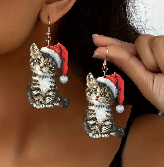 Christmas Cat Earrings