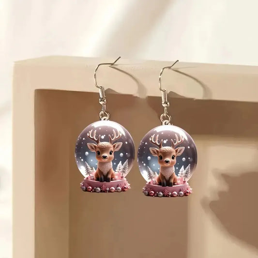 Crystal Ball Elk Earrings