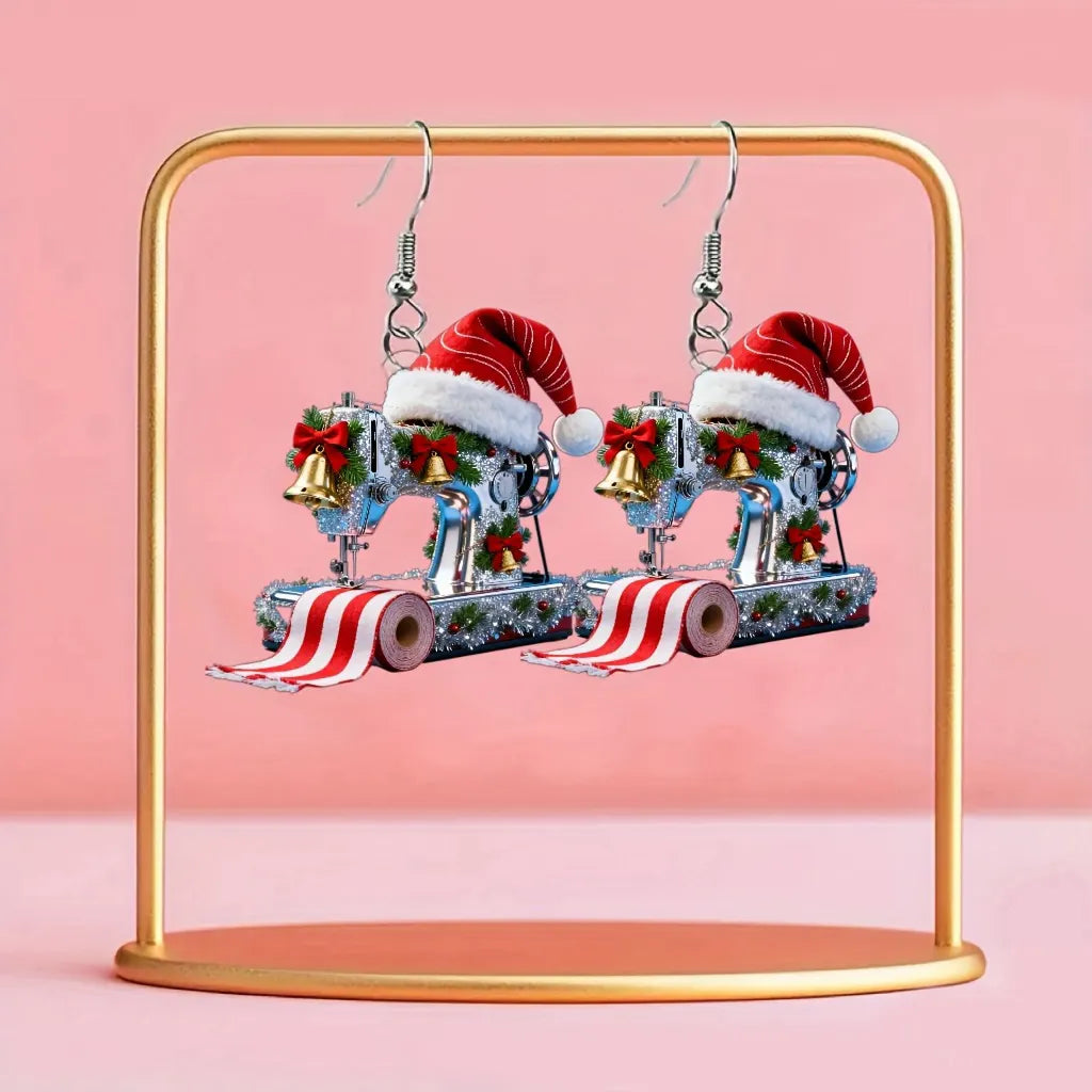 Christmas Sewing Machine Earrings
