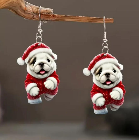 Christmas Pug Earrings