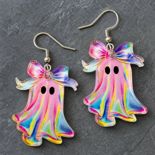 Vintage Rainbow Bow Ghost Earrings