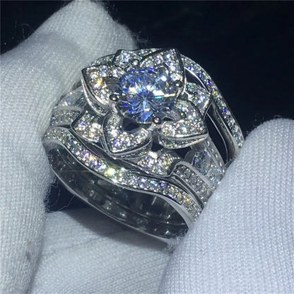 Vintage Flower Studded Diamond Ring