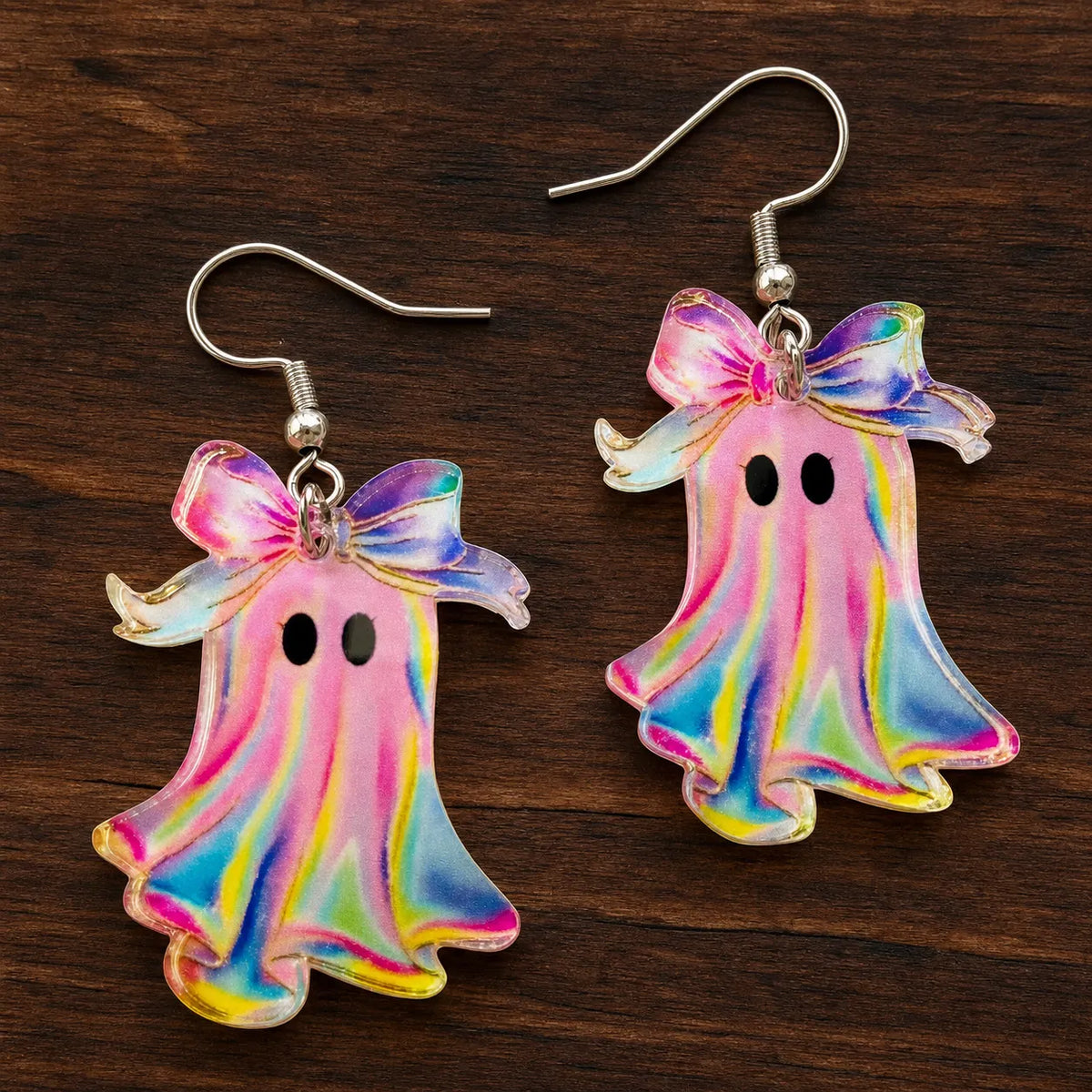 Vintage Rainbow Bow Ghost Earrings