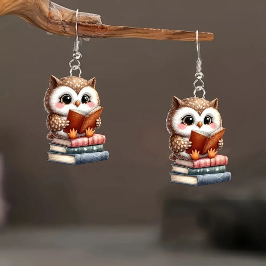 Christmas Owl Reading Earrings