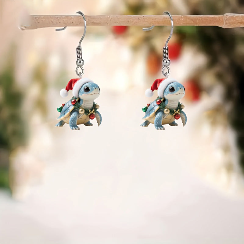 Christmas Turtle Pattern Earrings Wearing Christmas Outfits