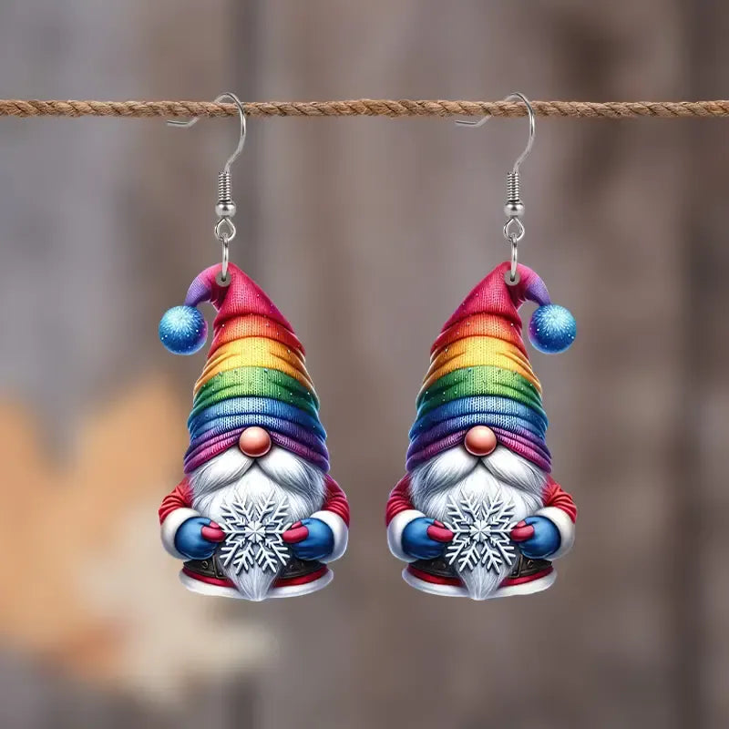Santa Claus Rainbow Christmas Hat Earrings