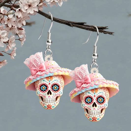 Pastel Sugar Skull Dangle Earrings