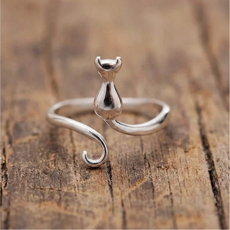 Vintage Kitty Open Ring