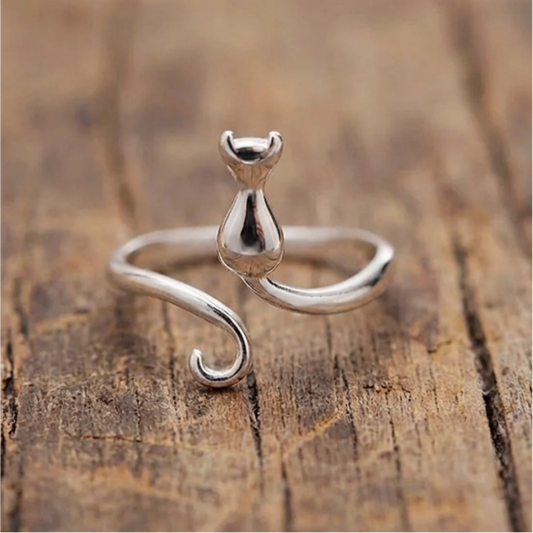 Vintage Kitty Open Ring