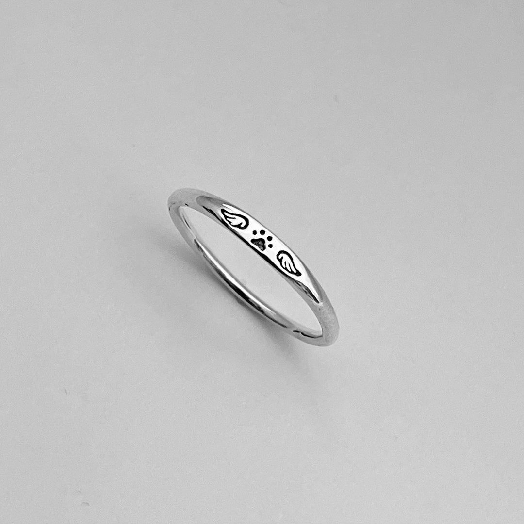 For Dog Mom - Love, Licks, and Wags Tiny Paw With Wings Ring