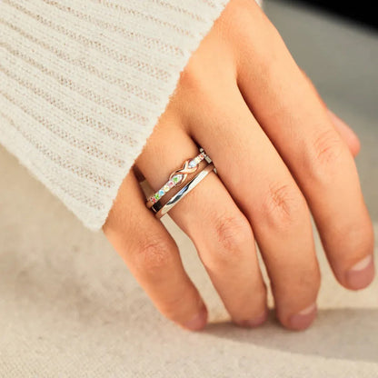 S925 I am Neuro Sparkly Double Layered Infinity Ring