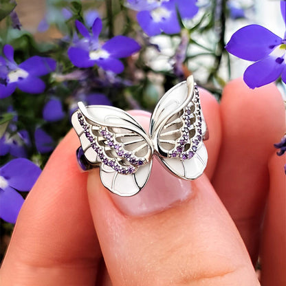 For Memorial - Diamond Double Butterfly Ring