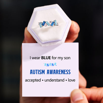 I wear blue for my son Broken Pieces Blue Sparkle Diamond Ring