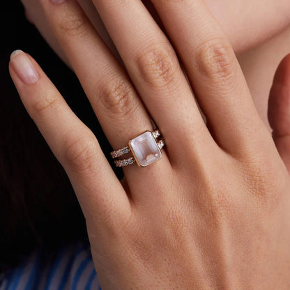 Breast Cancer I Am Enough Rose Quartz Ring