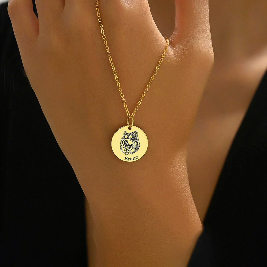 I crossed the rainbow bridge-Custom Pet Face and Name Necklace