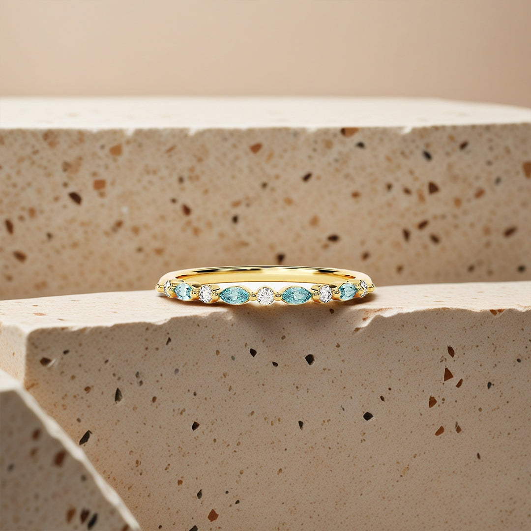 It is ok to not be ok-Cyan Diamond Thin Ring