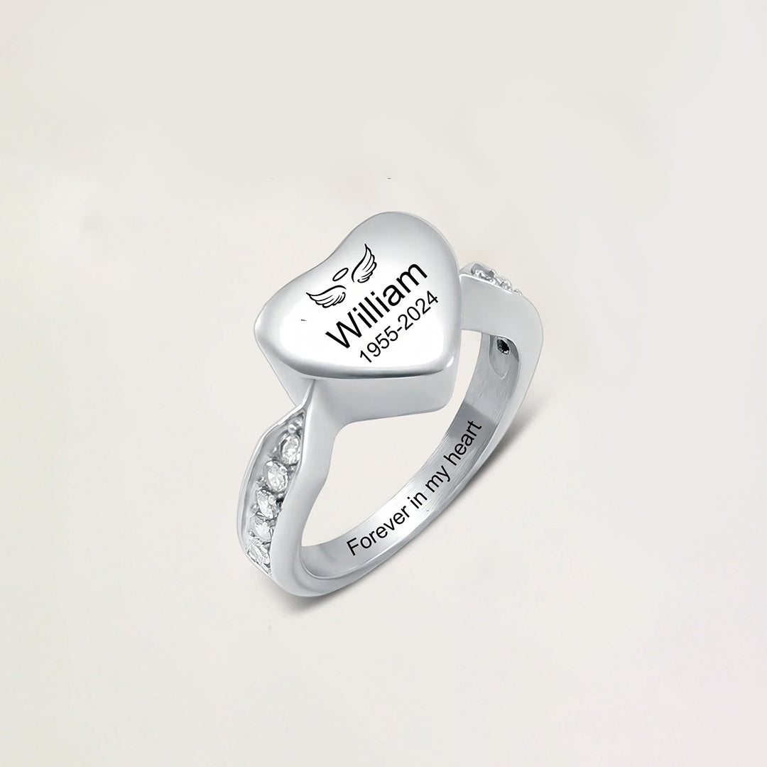 For Memorial-Personalized Name Date Memorial Heart Urn Ring