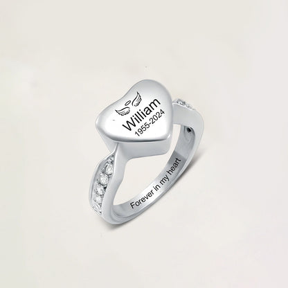 For Memorial-Personalized Name Date Memorial Heart Urn Ring